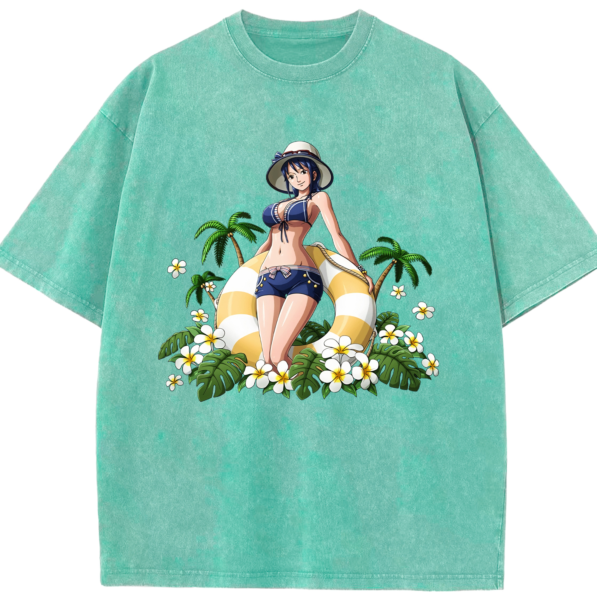 ワンピース ニコ・ロビン ONE PIECE Nico Robin 綿100% ヴィンテージ風 半袖Tシャツ（フロントプリント）
